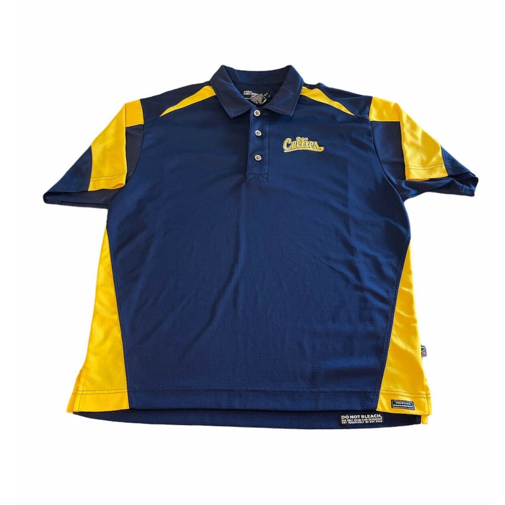 Pro Celebrity Mens Golf Polo Shirt Sz XL Blue Yellow White Moisture Management